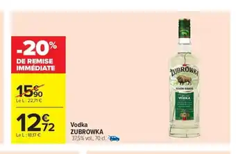 Carrefour Market ZUBROWKA Vodka offre