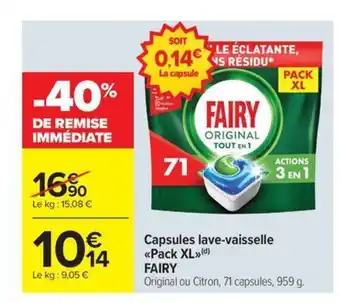 Carrefour Market FAIRY Capsules lave-vaisselle offre