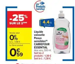 Carrefour Market CARREFOUR ESSENTIAL Liquide vaisselle Peaux Sensibles offre