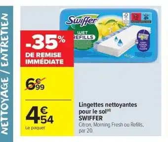 Carrefour Market SWIFFER Lingettes nettoyantes pour le sol offre