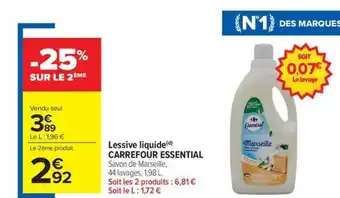 Carrefour Market CARREFOUR ESSENTIAL Lessive liquide offre