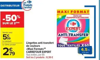 Carrefour Market CARREFOUR EXPERT Lingettes anti-transfert de couleurs offre