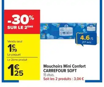 Carrefour Market CARREFOUR SOFT Mouchoirs Mini Confort offre