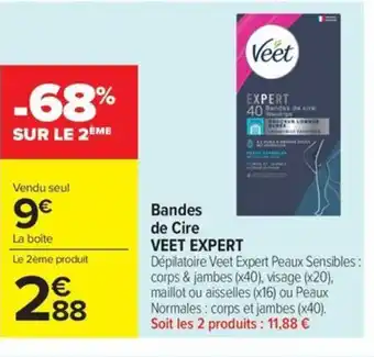 Carrefour Market VEET EXPERT Bandes de Cire offre