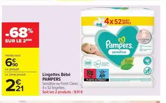 Carrefour Market PAMPERS Lingettes Bébé offre