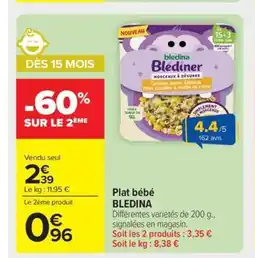 Carrefour Market BLEDINA Plat bébé offre