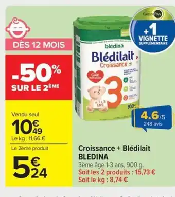 Carrefour Market BLEDINA Croissance + Blédilait offre