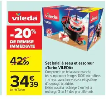 Carrefour Market VILEDA Set balai à seau et essoreur Turbo offre