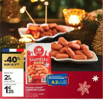 Carrefour Market CARREFOUR CLASSIC Saucisses cocktail offre