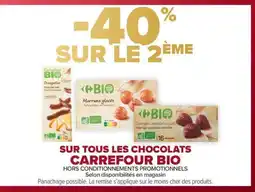 Carrefour Market CARREFOUR BIO Sur tous les chocolats offre