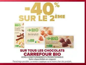 Carrefour Market CARREFOUR BIO Sur tous les chocolats offre