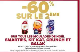Carrefour Market Sur tout les moulages de noël smarties, kit kat, crunch et offre