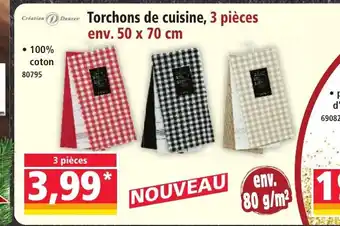 Norma Torchons de cuisine, 3 pièces offre