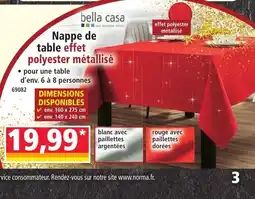 Norma BELLA CASA Nappe de table effet polyester métallisé offre