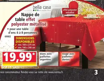 Norma BELLA CASA Nappe de table effet polyester métallisé offre