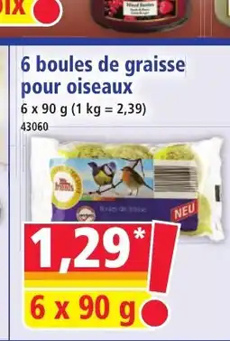 Norma 6 boules de graisse pour oiseaux offre