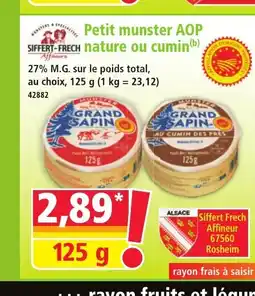 Norma SIFFERT-FRECH Petit munster nature ou cumin offre