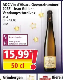 Norma AOC Vin d'Alsace Gewurztraminer 2022 Jean Geiler - Vendanges tardives offre