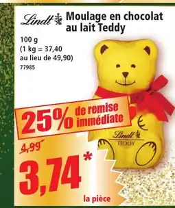 Norma LINDT Moulage en chocolat au lait Teddy offre