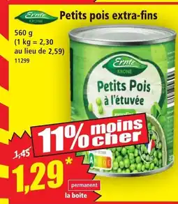 Norma ERNTE Petits pois extra-fins offre