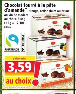 Norma Chocolat fourré à la pâte d'amande offre