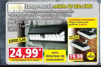 Norma I-GLOW Lampe murale solaire 60 LEDs SMD offre