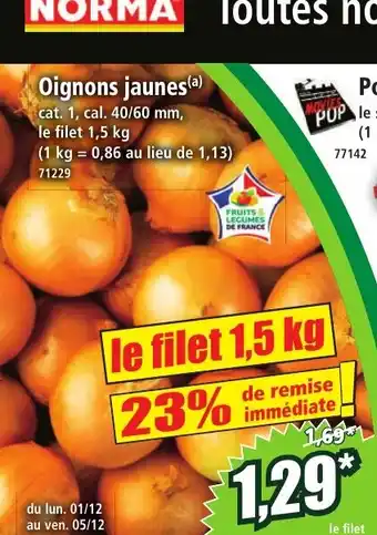 Norma Oignons jaunes offre