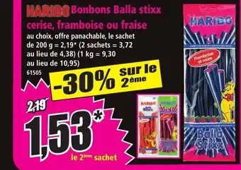 Norma HARIBO Bonbons Balla stixx cerise, framboise ou fraise offre