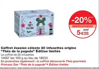 Monoprix THÉS DE LA PAGODE Coffret évasion céleste 20 infusettes origine Édition limitée offre