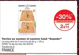 Monoprix GUYADER Terrine au saumon et saumon fumé offre