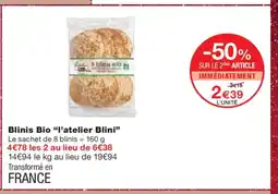 Monoprix L'ATELIER BLINI Blinis Bio offre