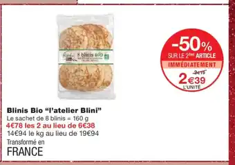 Monoprix L'ATELIER BLINI Blinis Bio offre