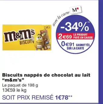 Monoprix M&M'S Biscuits nappés de chocolat au lait offre