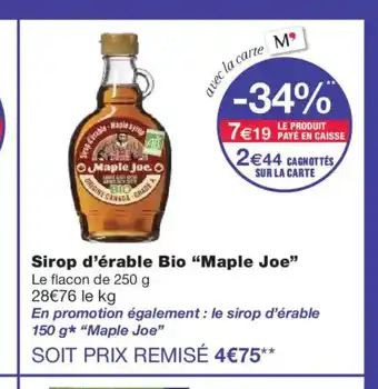 Monoprix MAPLE SYRUP Sirup d'érable Bio offre