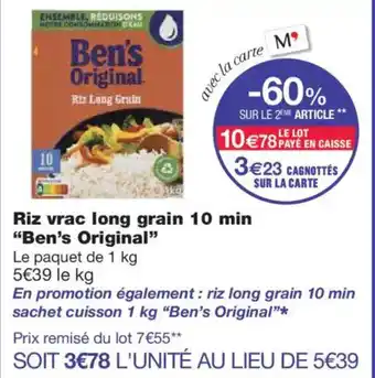 Monoprix BEN'S ORIGINAL Riz vrac long grain 10 min offre