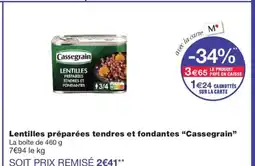 Monoprix CASSEGRAIN Lentilles préparées tendres et fondantes offre