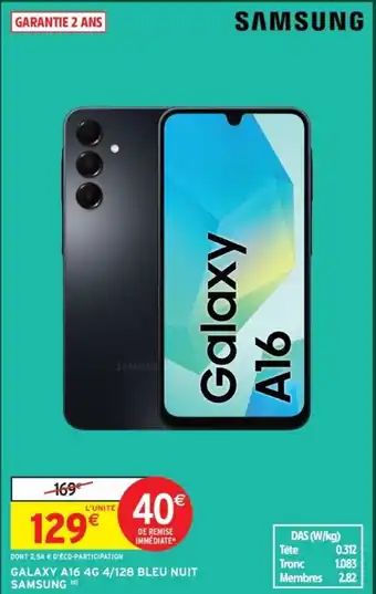 Intermarché Galaxy a16 4g 4/128 bleu nuit samsung (d) offre