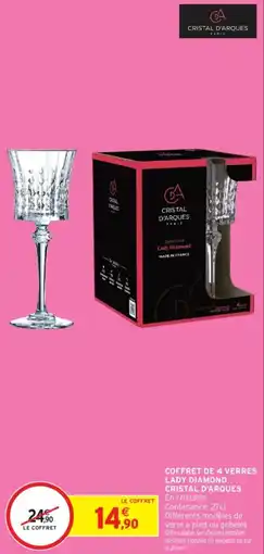 Intermarché Coffret de 4 verres lady diamond cristal d'arques offre