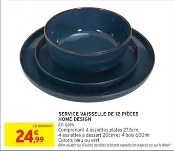 Intermarché Service vaisselle de 12 pièces home design offre