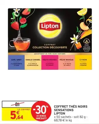 Intermarché Coffret thés noirs sensations lipton offre