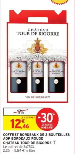 Intermarché Coffret bordeaux de 3 bouteilles aop bordeaux rouge château tour de bigorre offre
