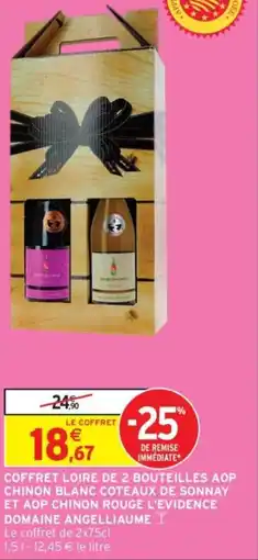 Intermarché Coffret loire de 2 bouteilles aop chinon blanc coteaux de sonnay et aop chinon rouge l'evidence domaine angelliaume offre