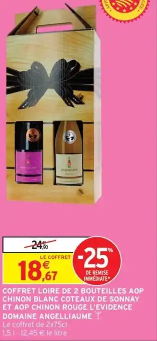 Intermarché Coffret loire de 2 bouteilles aop chinon blanc coteaux de sonnay et aop chinon rouge l'evidence domaine angelliaume offre