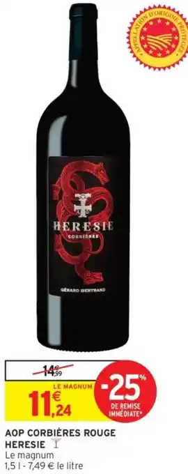 Intermarché Aop corbières rouge heresie offre