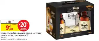 Intermarché Coffret 4 bières blonde triple + 1 verre triple secret des moines offre