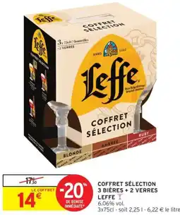 Intermarché Coffret sélection 3 bières + 2 verres leffe i offre
