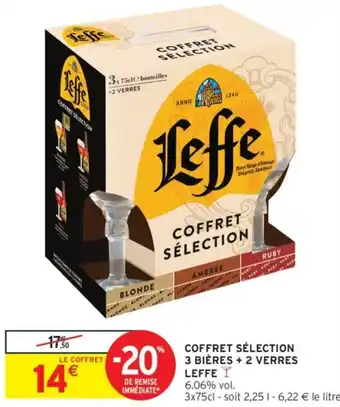 Intermarché Coffret sélection 3 bières + 2 verres leffe i offre