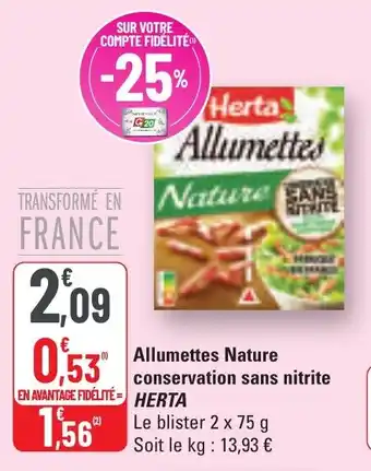 G20 Allumettes nature conservation sans nitrite herta offre