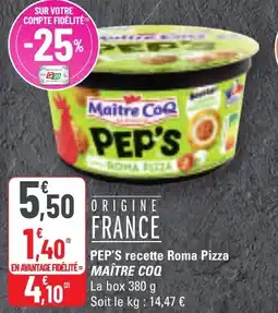 G20 Pep's recette roma pizza maître coq offre