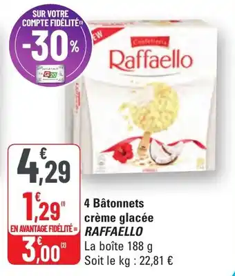 G20 4 bâtonnets crème glacée raffaello offre